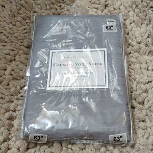 New Gray Silver Crushed Voile Rod Pocket Sheer Window Panel, 63 in long 50‎ W